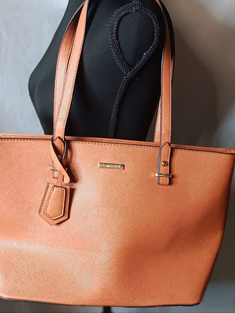 Elim & Paul Travel Satchel, Tote, Purse Camel Color 16" W × 9" H × 5" Deep